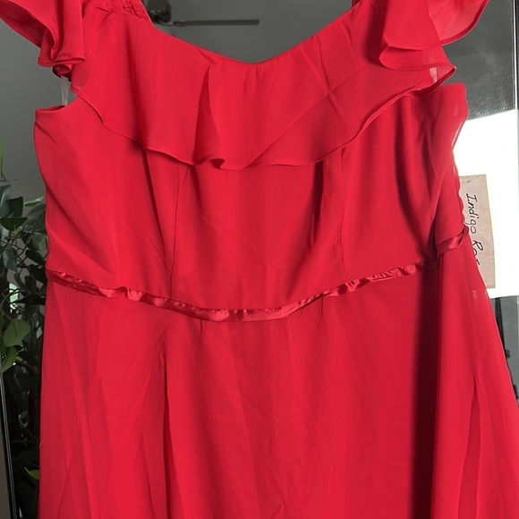 INDIGO ROSE 🌹 Floor Length Red Gown with Ruffle Neck and Short Sleeve NWT - Picture 3 of 9